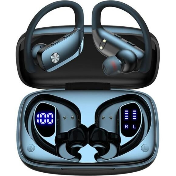 Wireless earbuds Bluetooth earphones with mic LED display sport over ear fit - Picture 7 of 7